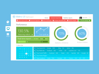Beautiful Metro Style Dashboard UI Kit PSD for Free Download