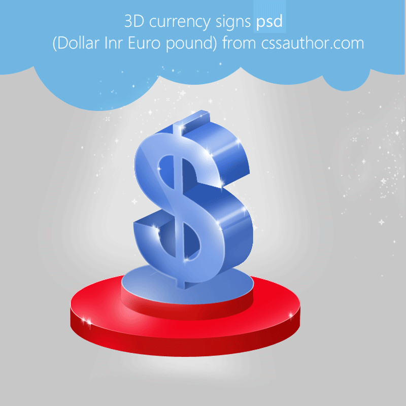Beautiful Premium 3D Currency Signs PSD (Dollar, Inr, Euro, pound) for Free Download