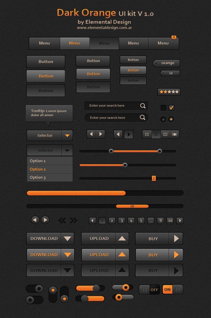 Dark Orange UI Kit v1.0