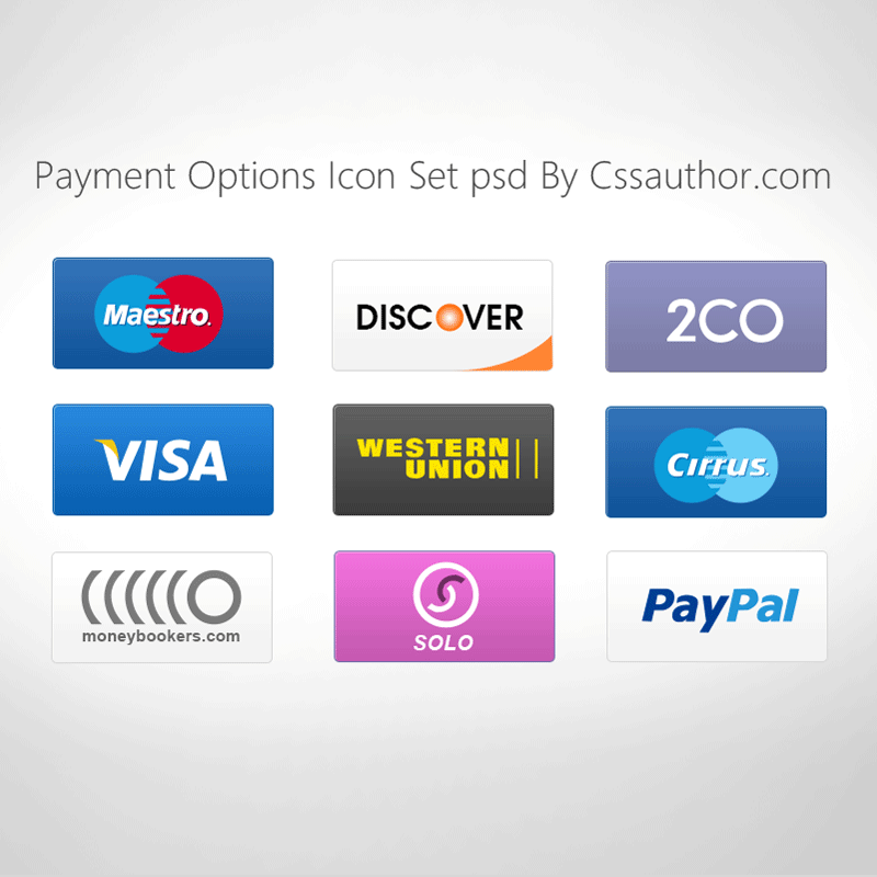 High Quality Payment Options Icon Set PSD for Free Download