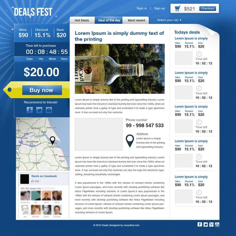 Premium Beautiful Deals Website PSD Template for Free Download