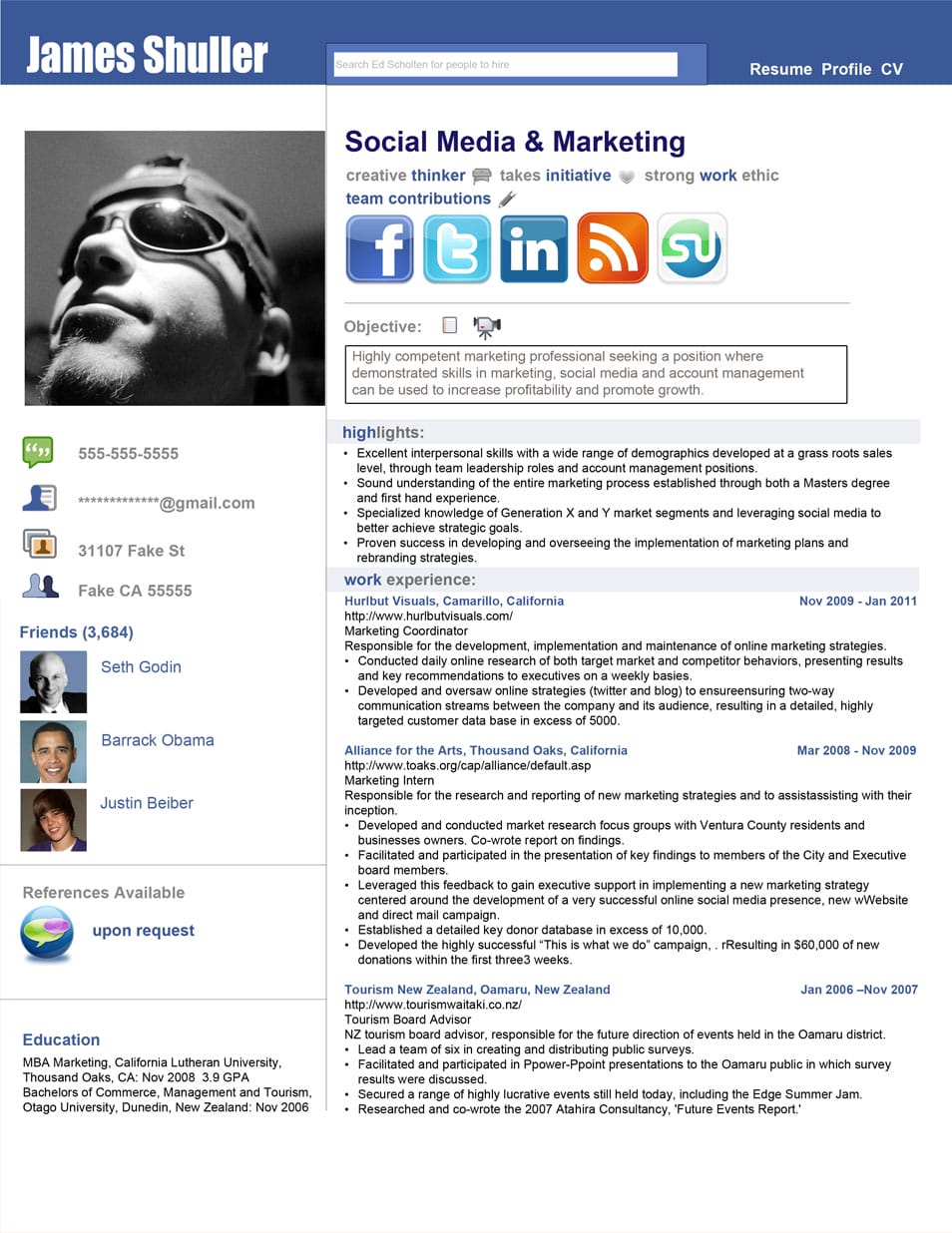 Resume - Social Network Adv.