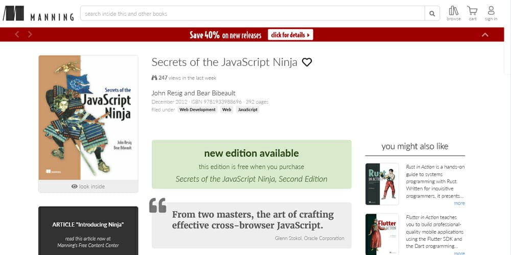 20 Best Books for Web Designers & Developers 70 Secrets of the JavaScript Ninja