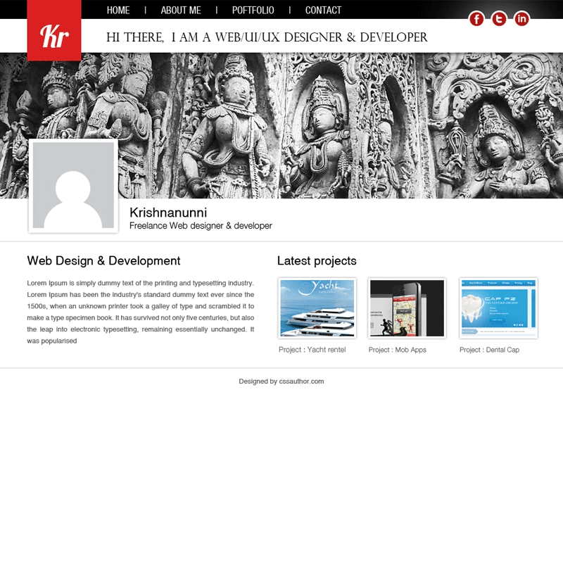 Web Designer Portfolio Template PSD for Free Download