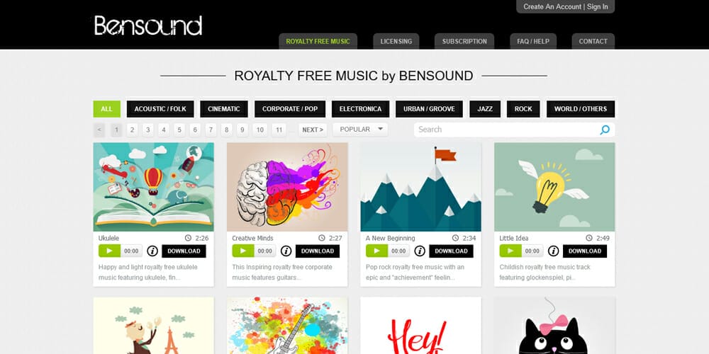 Free Stock Photos and Videos Resources For Designers 149 bensound