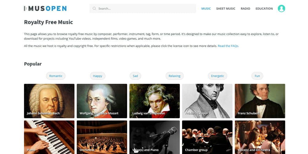 Free Stock Photos and Videos Resources For Designers 150 musopen
