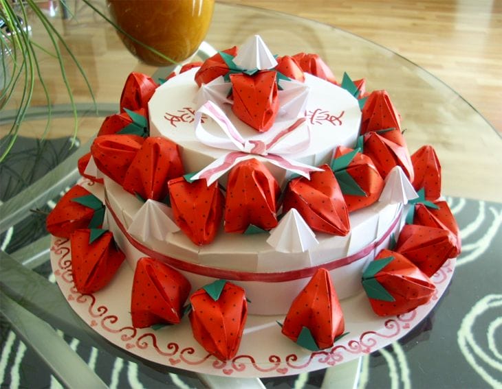 Origami Strawberry Cake