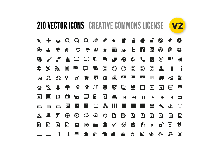 210 Vector Icons for Wireframes