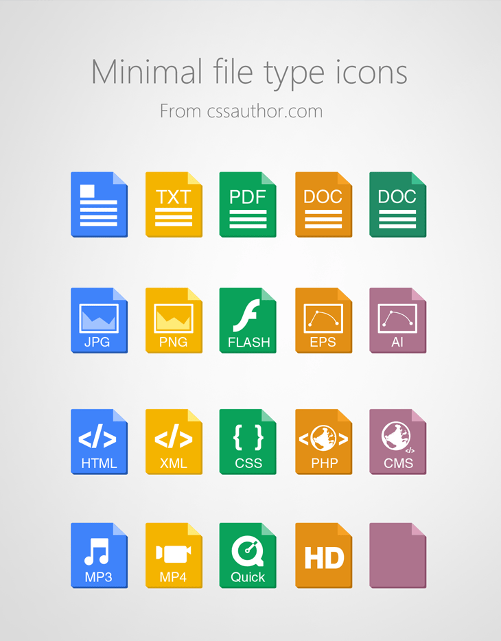 Beautiful Minimal File Type Icons PSD for Free Download - cssauthor.com