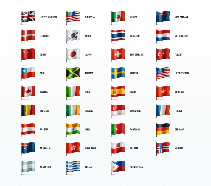 Country Flags Icon Set (35 icons)