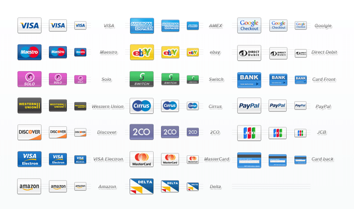 Credit Cards Icon Set (20 icons)