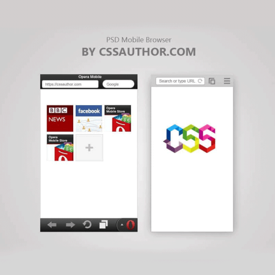 Download Free Mobile Browser Template PSD for Opera and Chrome