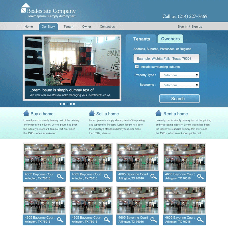 Real Estate Website Template PSD for Free Download