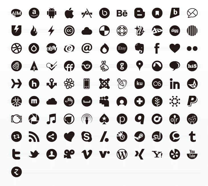 Social Media Glyphs Icon Set (100 icons)