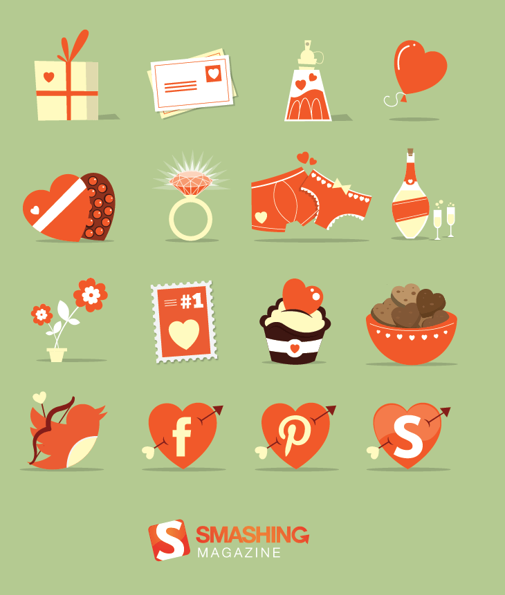 St. Valentine’s Day Icon Set (16 PNG/EPS Icons)