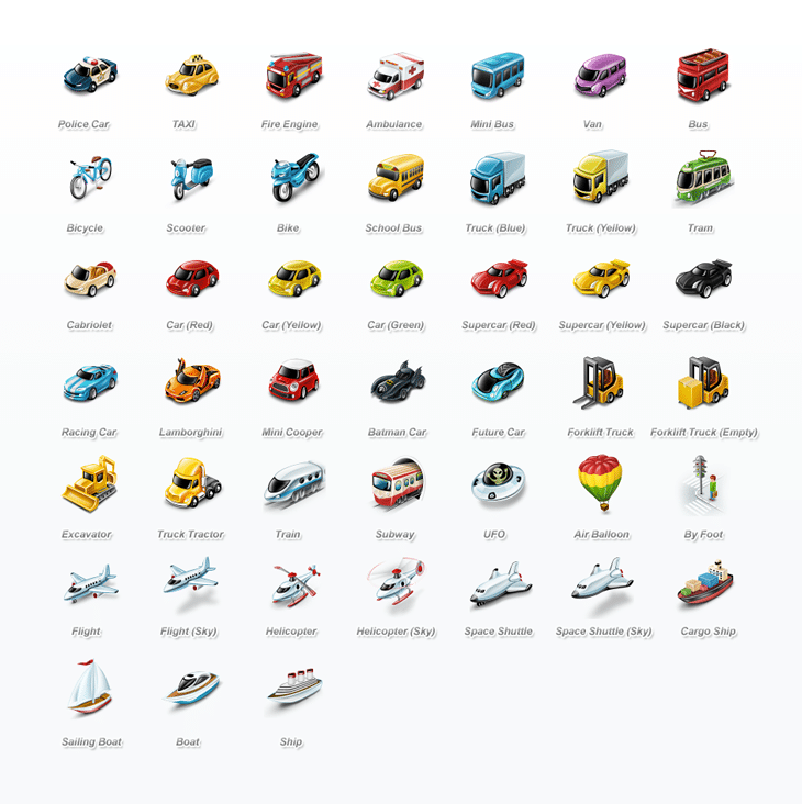 Transportation Icon Set (45 icons)