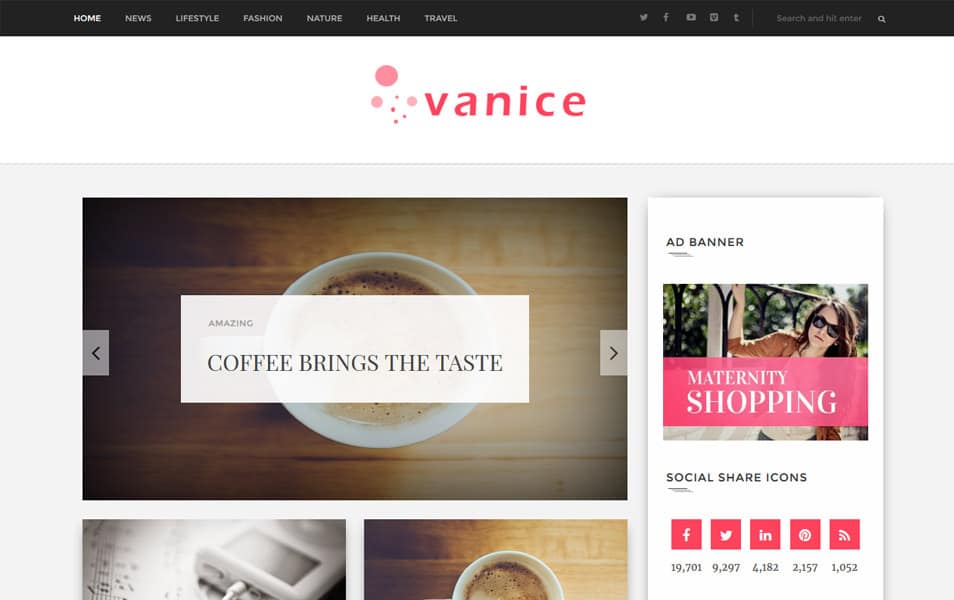Vanice Magazine Responsive Blogger Template