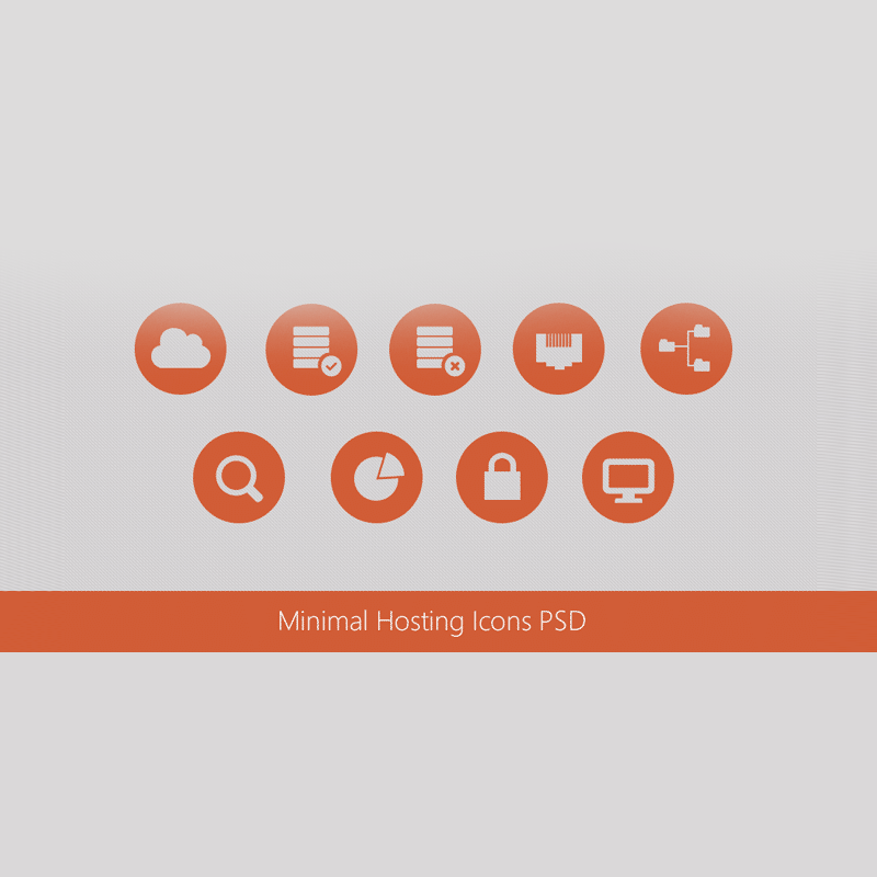 Beautiful Minimal Hosting Icons PSD for Free Download