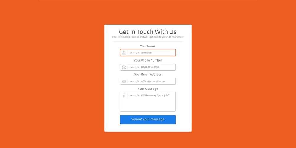 Clean Contact Form Template PSD