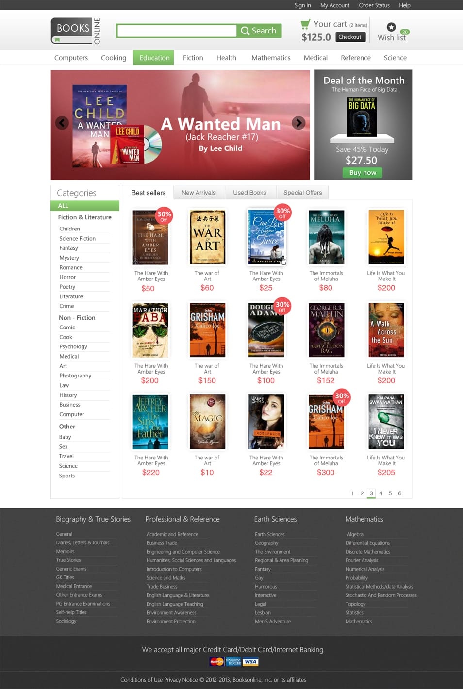 E-commerce Template PSD for Online Bookstore