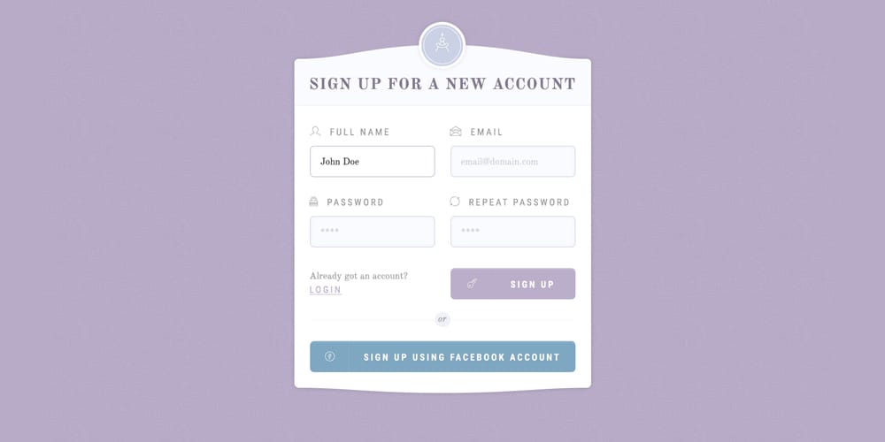 Free Classy Register Form PSD