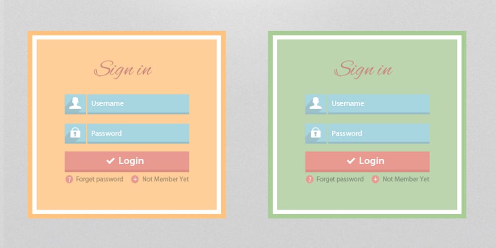 Free Flat Login Form PSD
