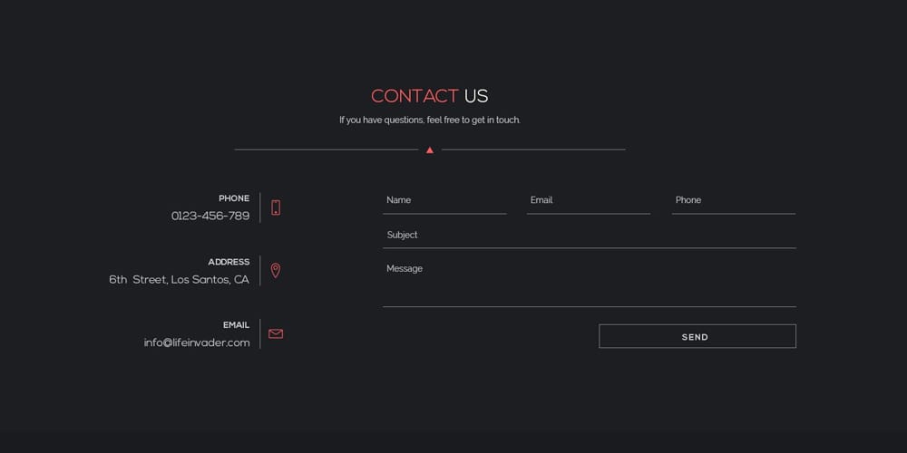 Free Minimal Contact Form PSD