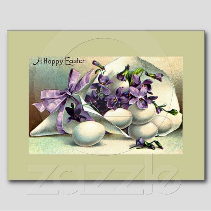 Happy Easter Violets & Eggs Vintage Post Cards