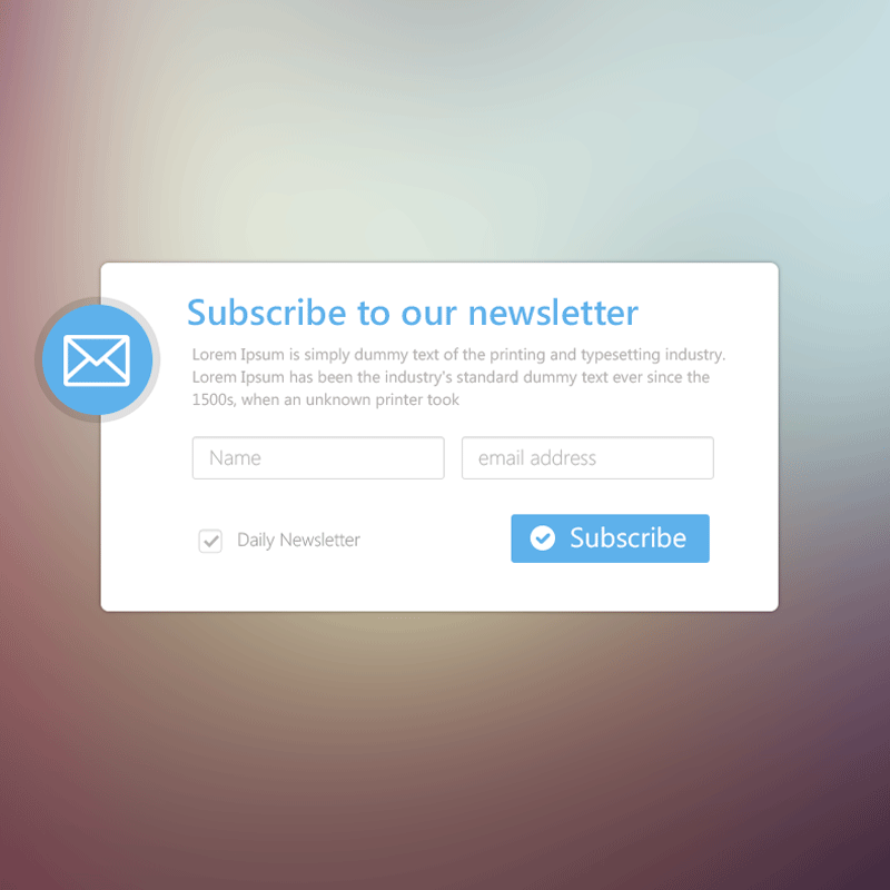 Minimal Email Newsletter Subscription Form PSD for Free Download
