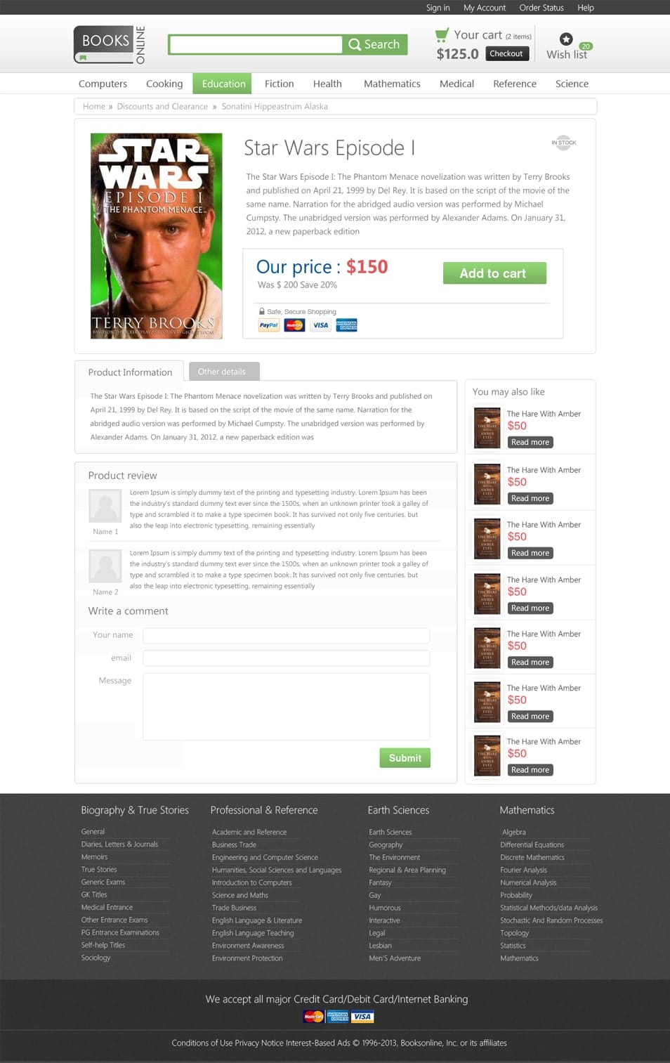 Online Bookstore Product Page