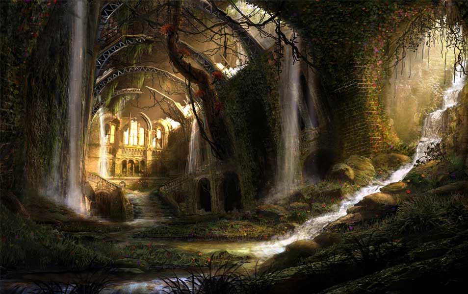 Windows 8 3D Waterfall Scene Wallpaper