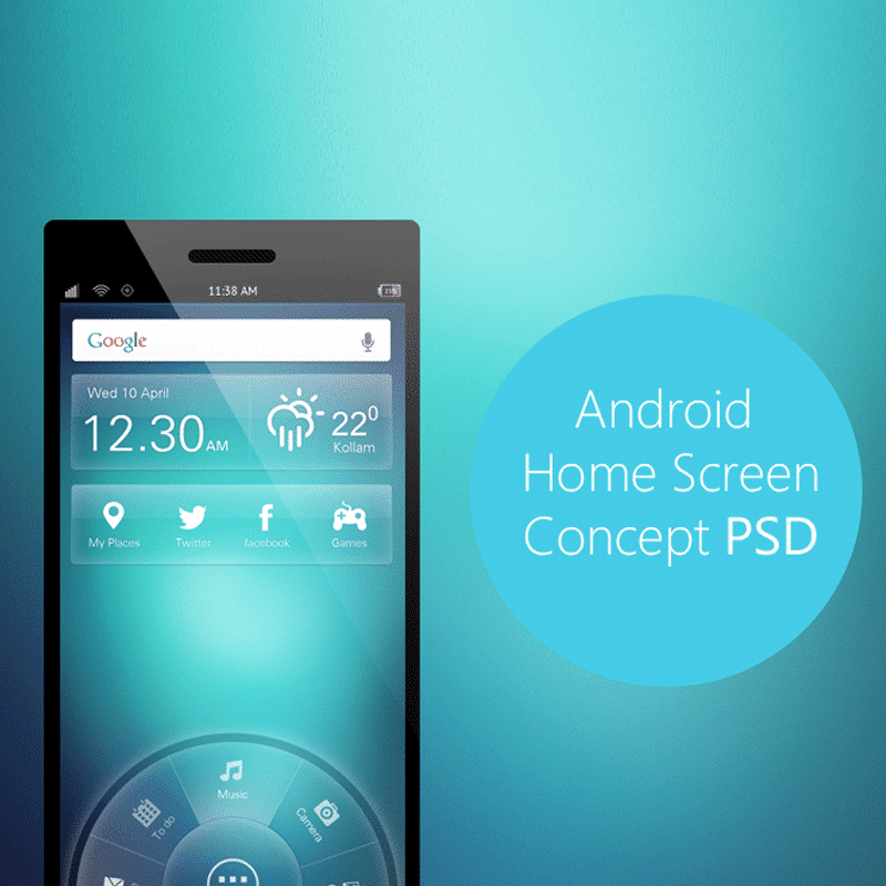 Android Home Screen Concept PSD