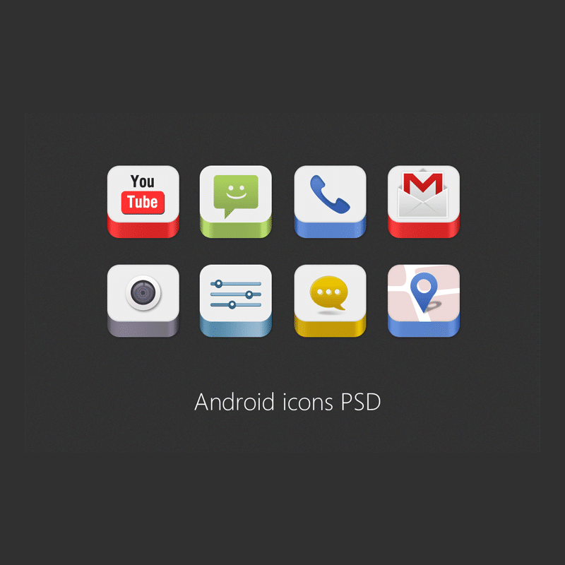 Android Icons PSD for Free Download