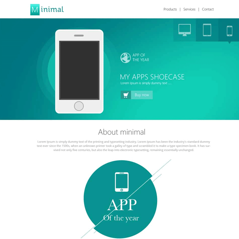 Flat Style Website Template PSD for Free Download