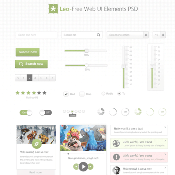 Leo Free Web UI Elements PSD for Free Download