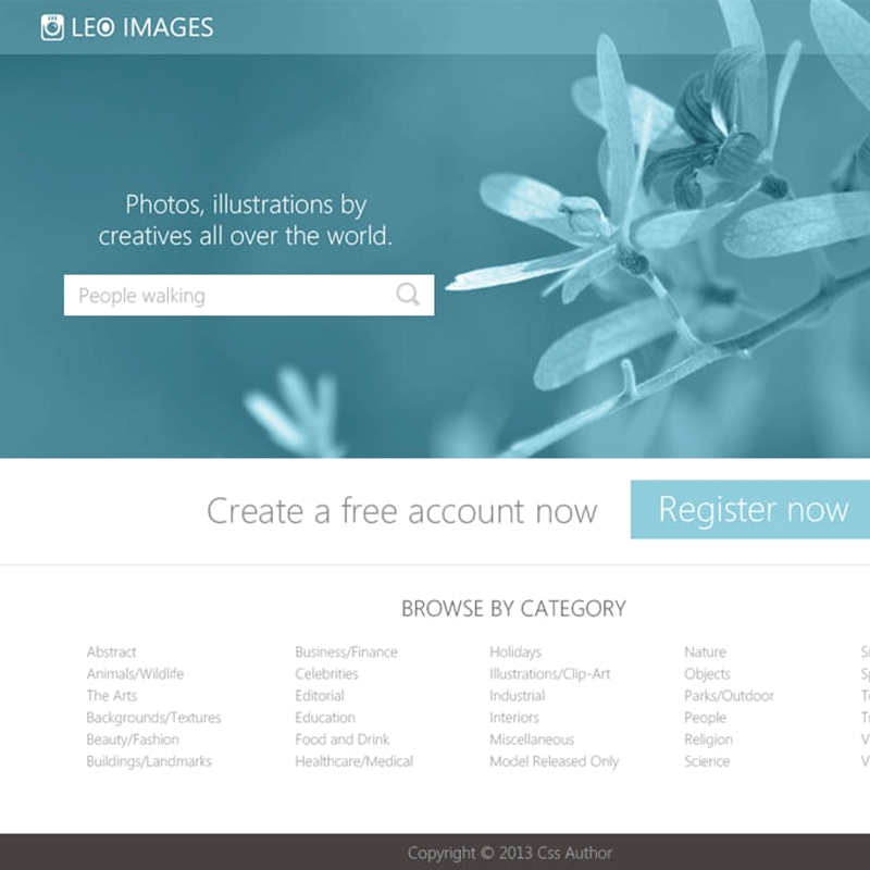 Stock Photos Website Template PSD for Free Download