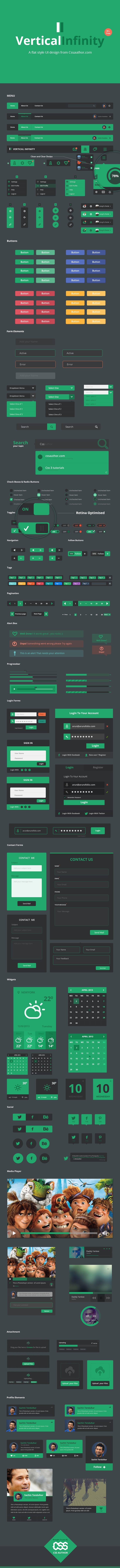 Vertical Infinity – A Mega Flat Style UI Kit PSD for Free Download - cssauthor.com