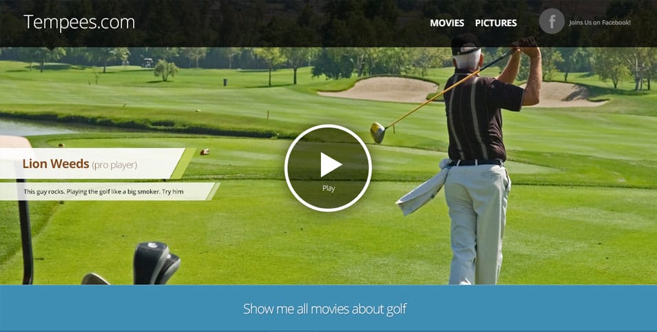 Website header with movie player