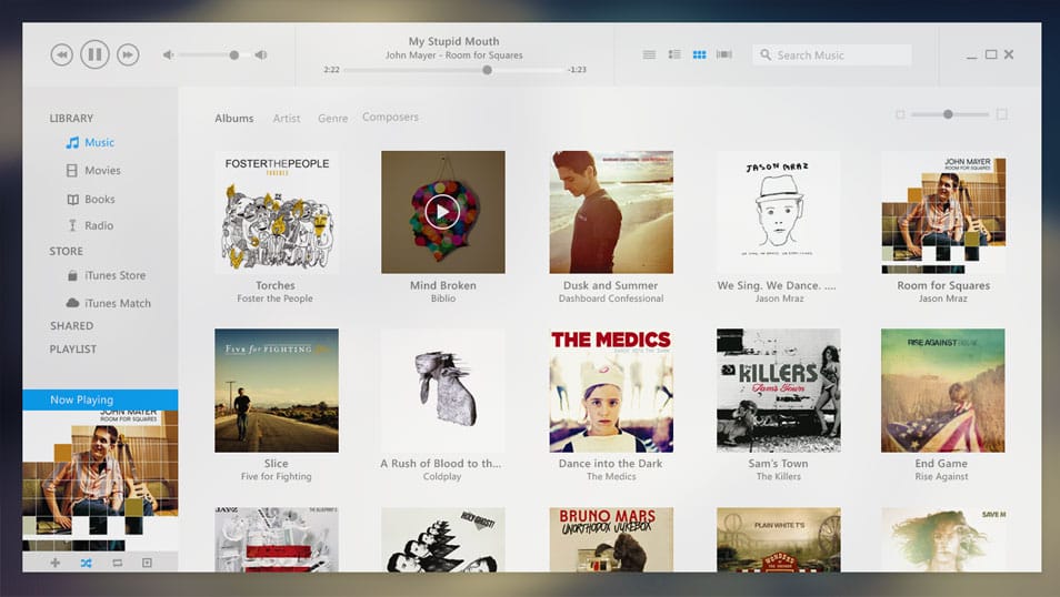 iTunes UI Redesign with PSD