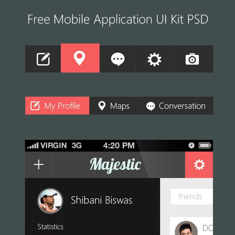 Beautiful Free Mobile Application UI Kit PSD
