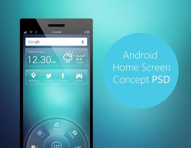 Android Home Screen Concept PSD - cssauthor.com