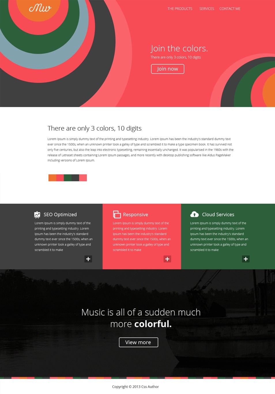 Flat Style Web Template PSD