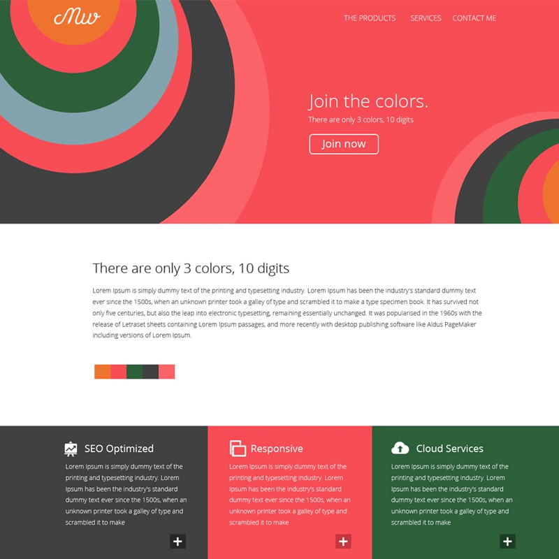 Flat Style Web Template PSD