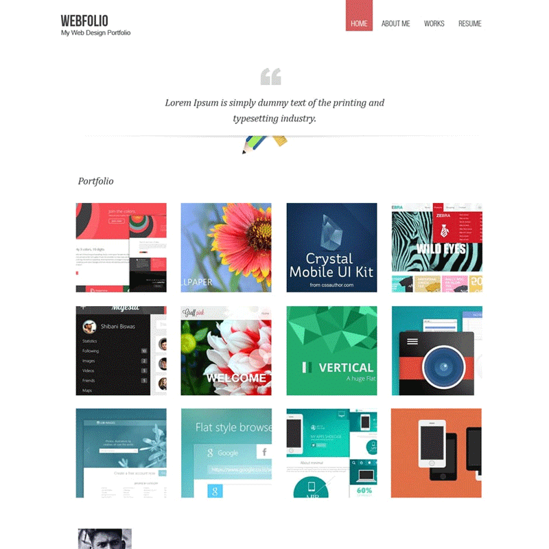 Minimal Portfolio Template PSD with Mobile Version