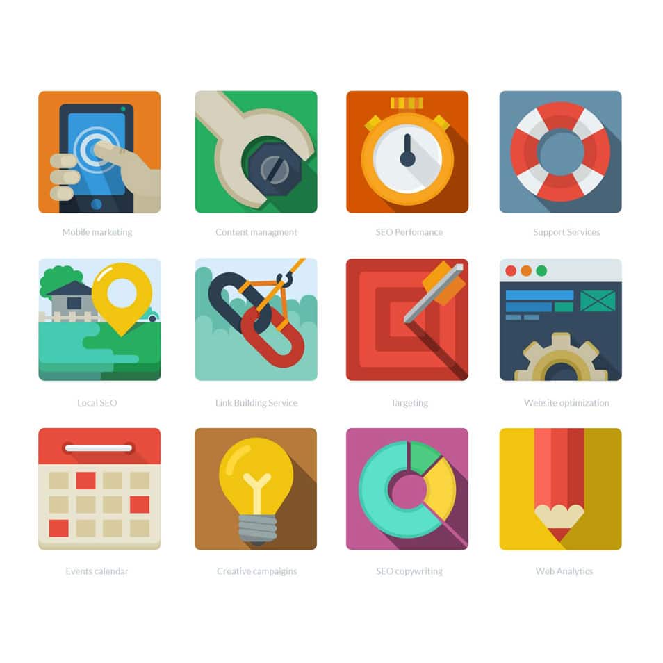 Flat SEO icons