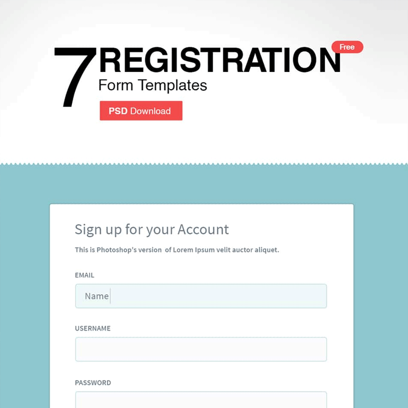 Free Registration Form Templates PSD