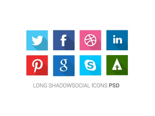 Long Shadow Social Icons PSD