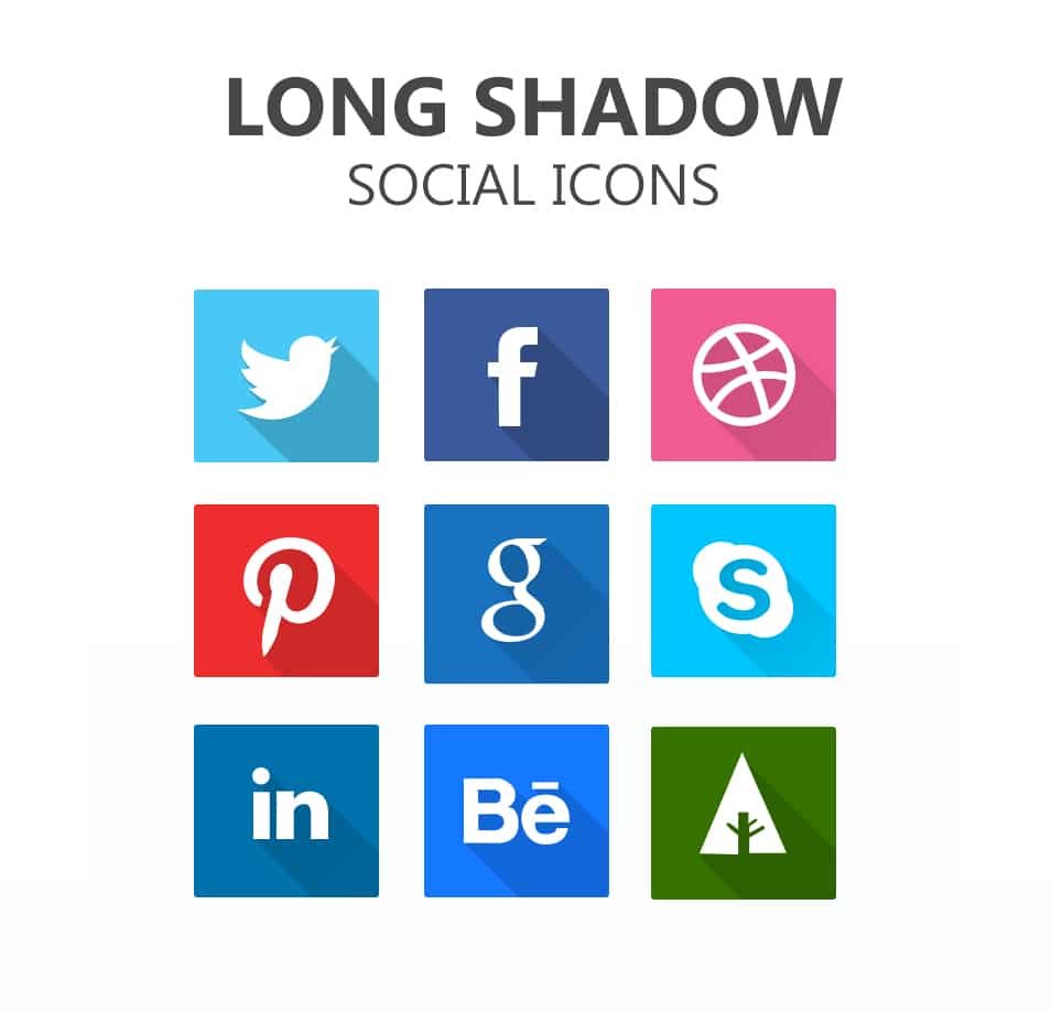 Long Shadow Social Icons PSD - cssauthor.com