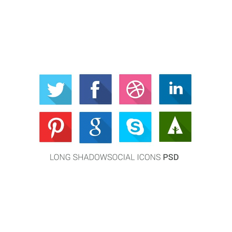 Long Shadow Social Icons PSD