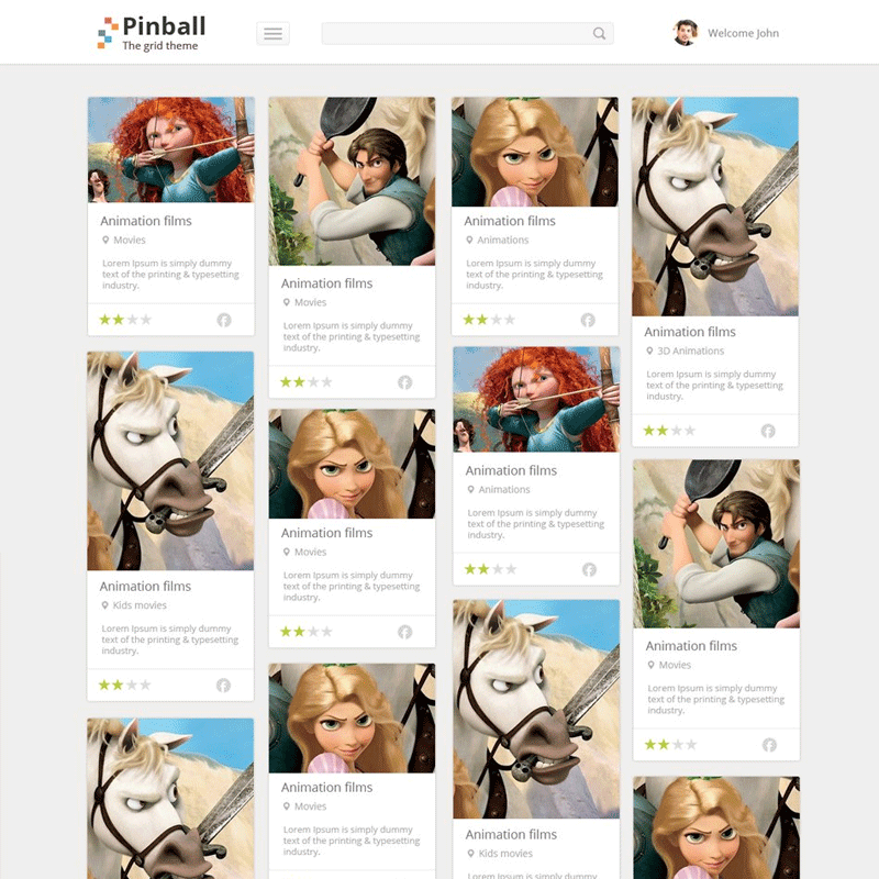 Pinball Responsive Grid Style Blog PSD